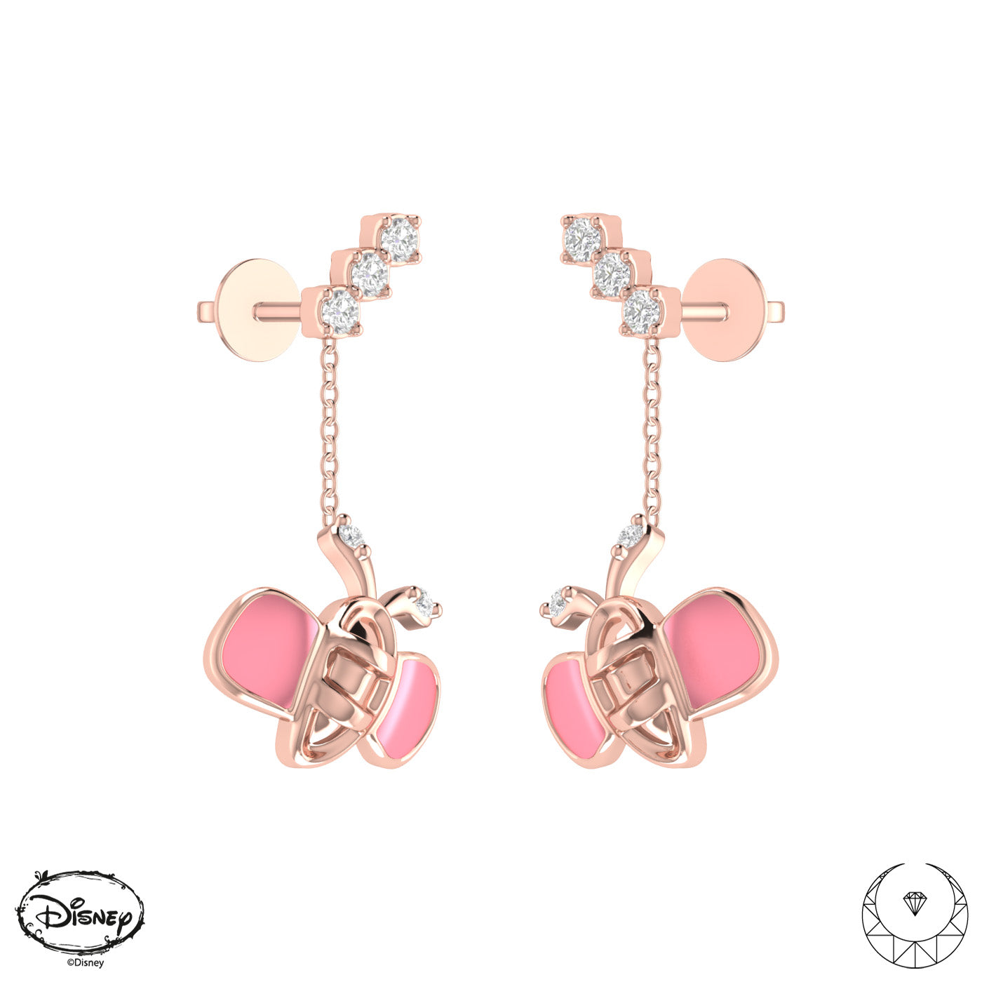 Bee Danglers with Pink Enamel