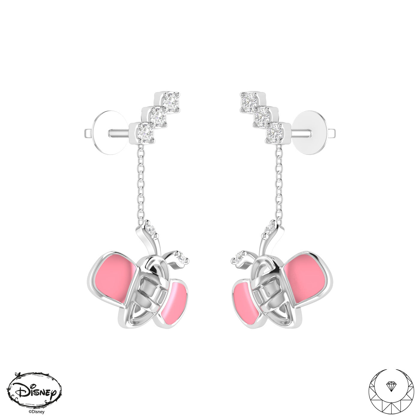 Bee Danglers with Pink Enamel