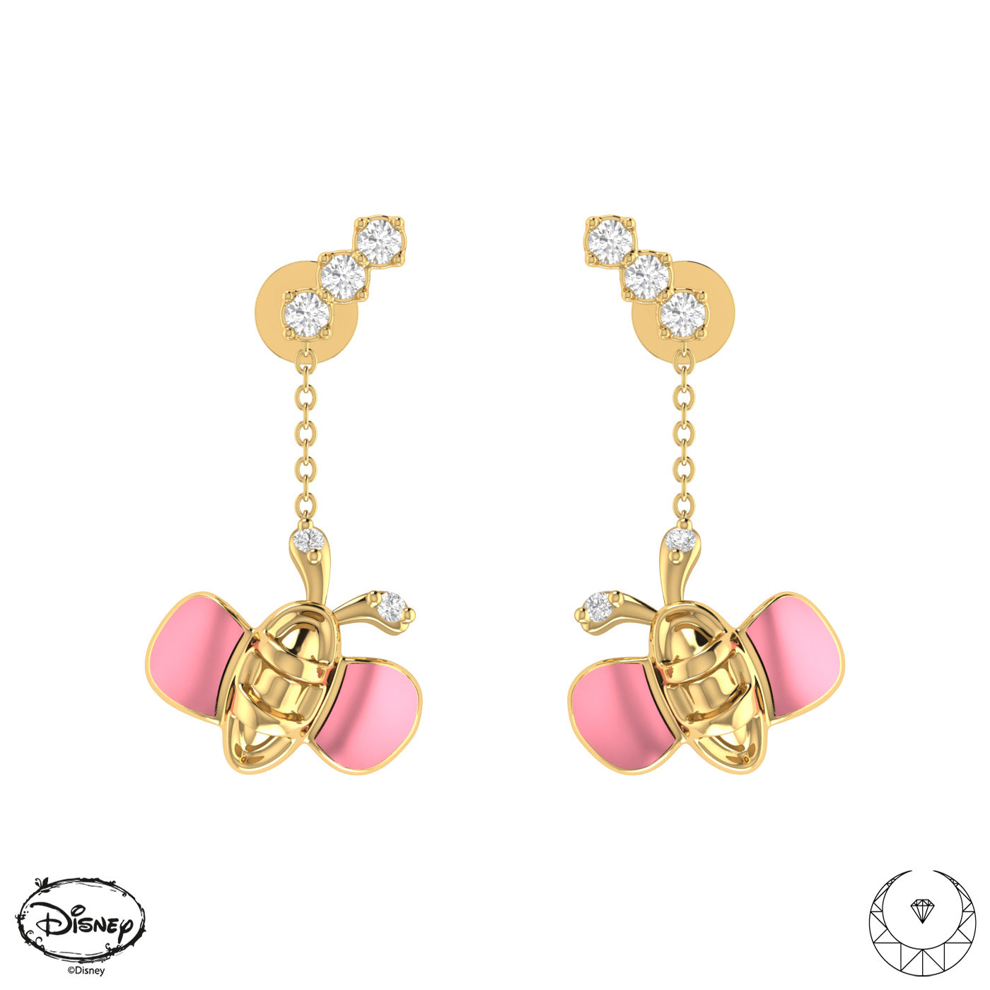 Bee Danglers with Pink Enamel