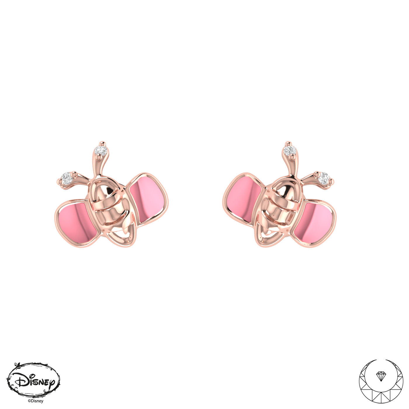 Bee Studs with Pink Enamel