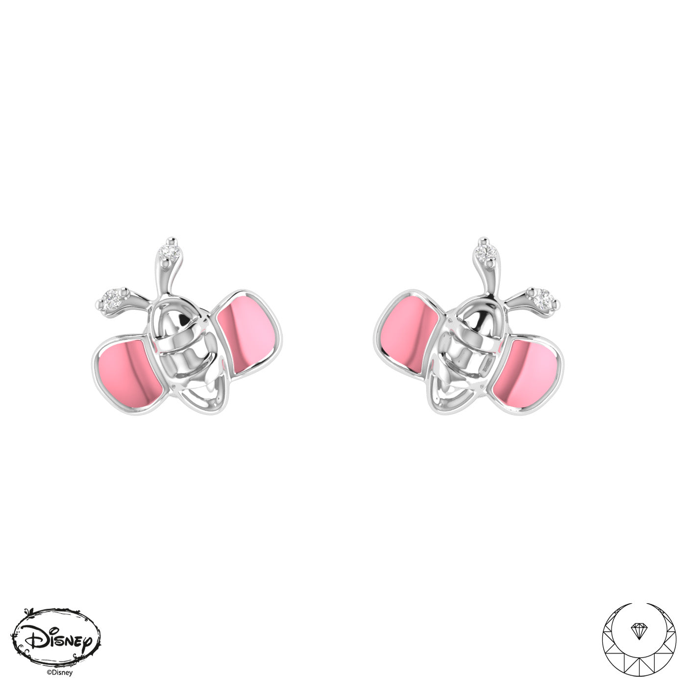 Bee Studs with Pink Enamel