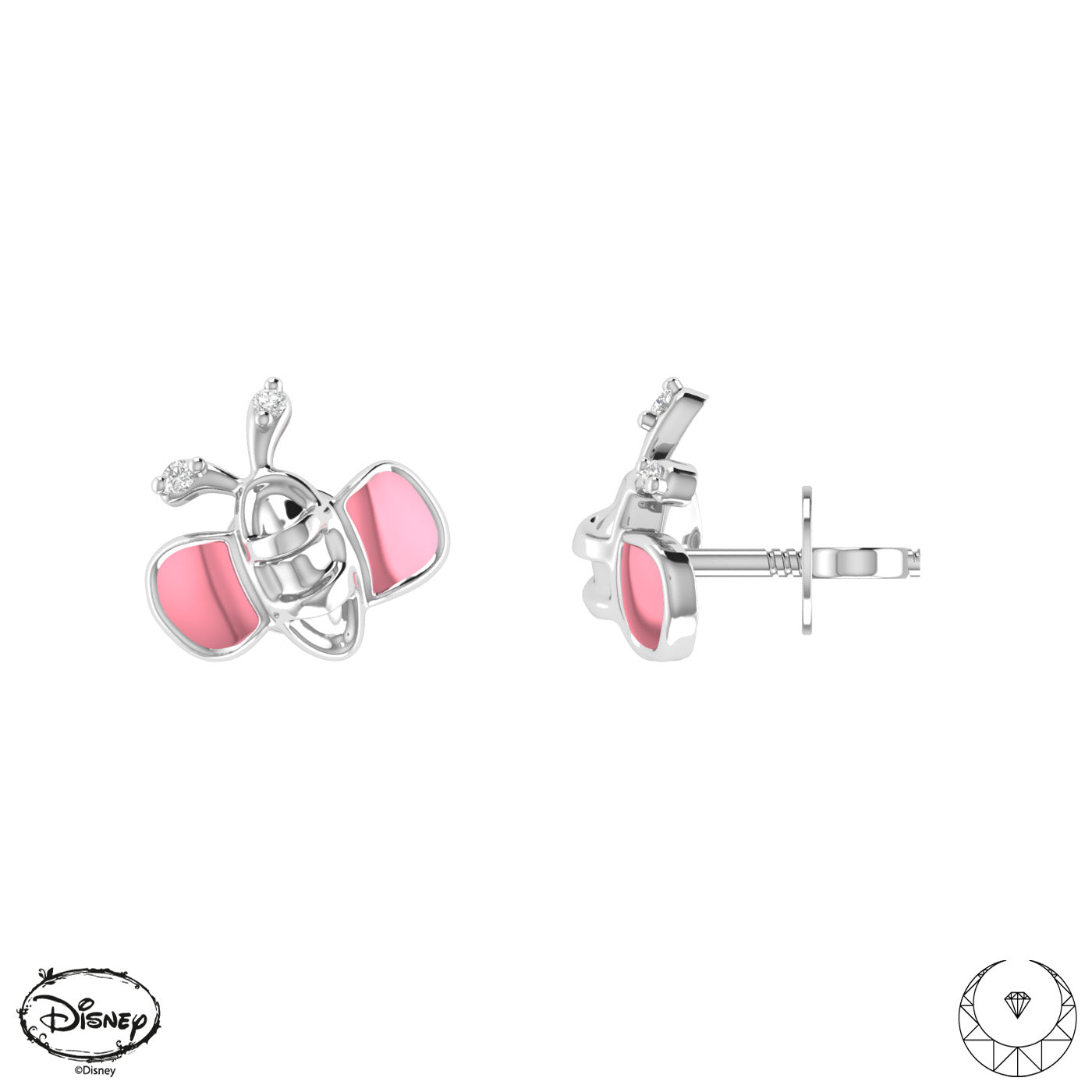 Bee Studs with Pink Enamel