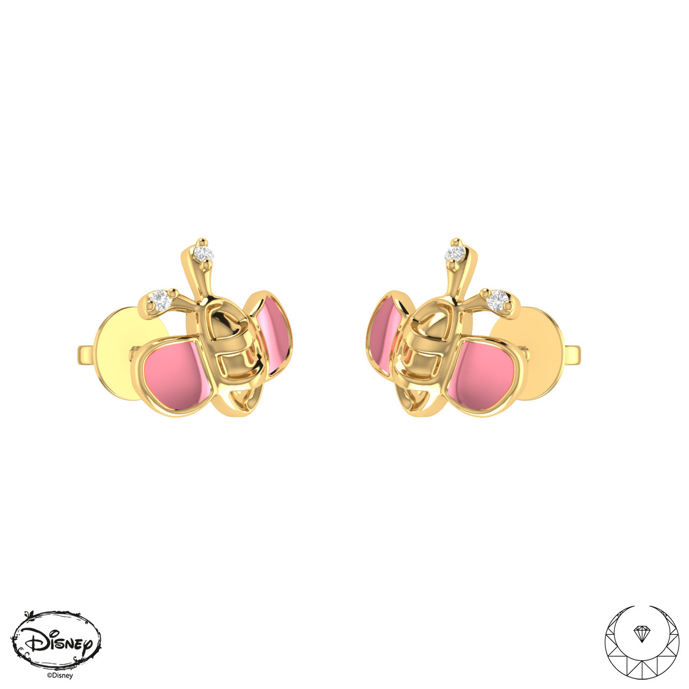 Bee Studs with Pink Enamel